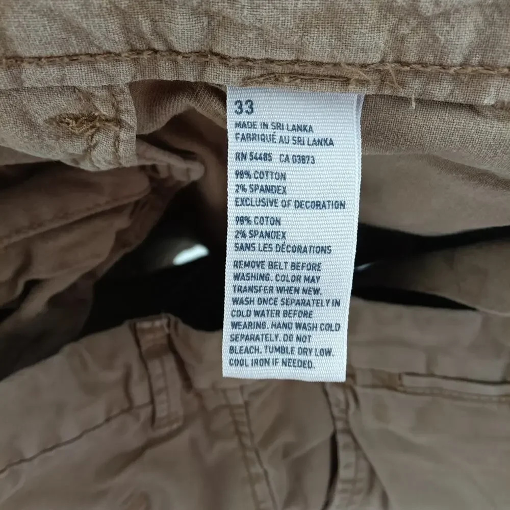 American Eagle Outfitters Men's Khaki Tan Flat Front Shorts Size 33